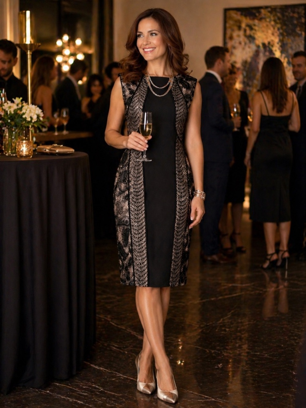 Joseph Ribkoff NWT Black Lace Cocktail Dress size 10.